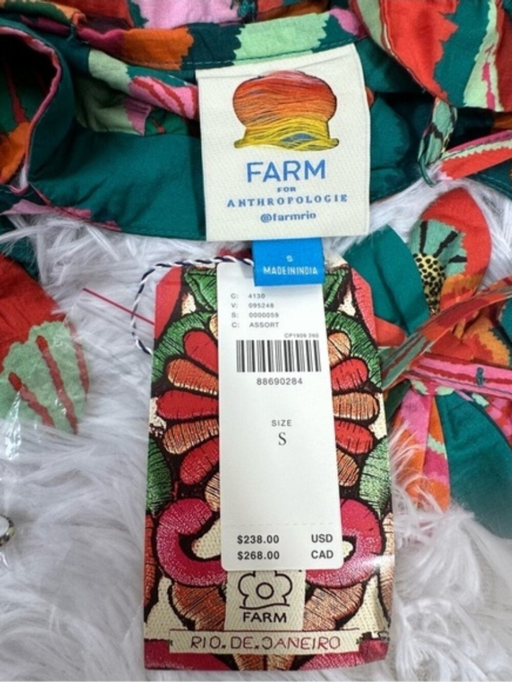 Farm Rio x Anthropologie Womens Small Multi Pleated Palm Midi Dress Resort Wear - Picture 11 of 13